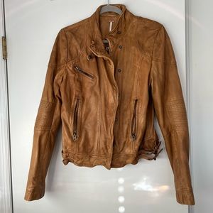 Free People genuine leather moto jacket